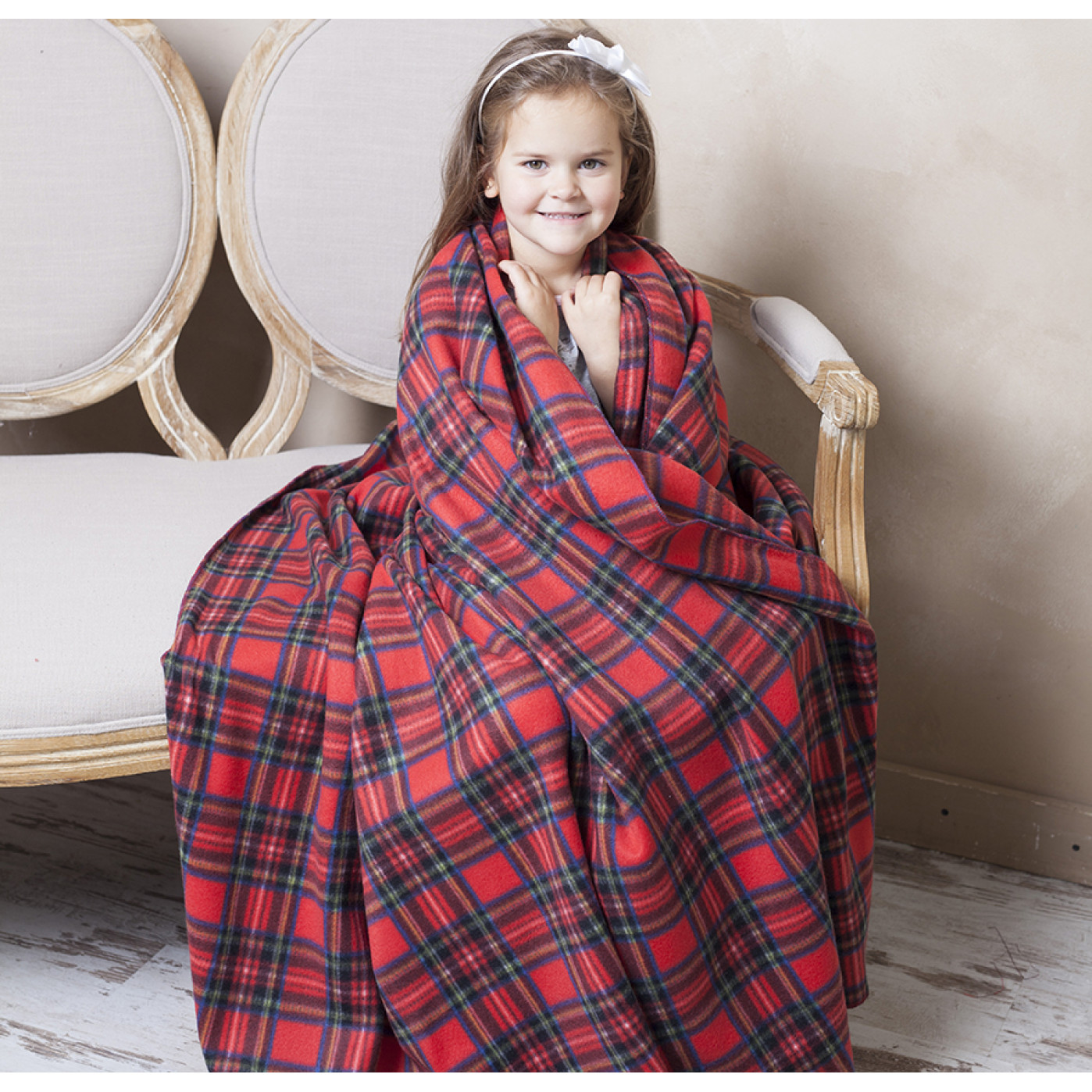 Флисовый Плед Красная Клетка