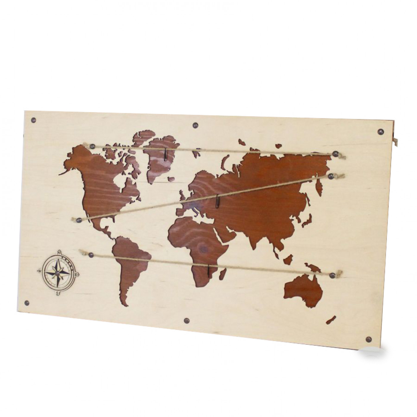 Деревянное фотопанно Карта Мира