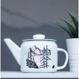Эмалированный чайник Лес и горы 1 л. (скол на крышке)