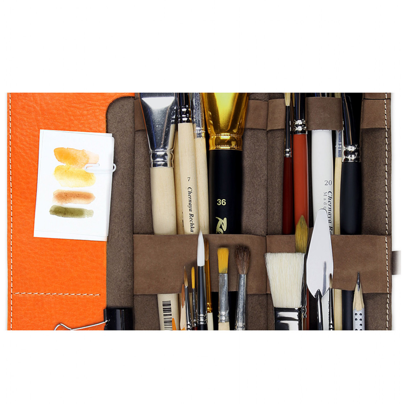 Artskill Brush PRO кожаный пенал для кистей Оранжевый