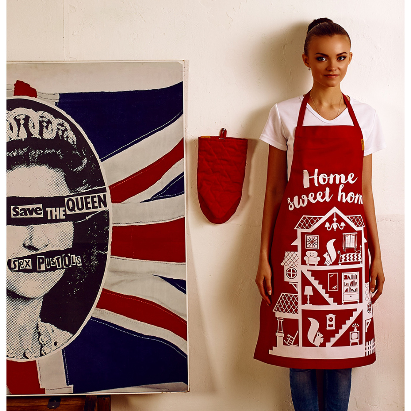 Кухонный фартук Home sweet home красный