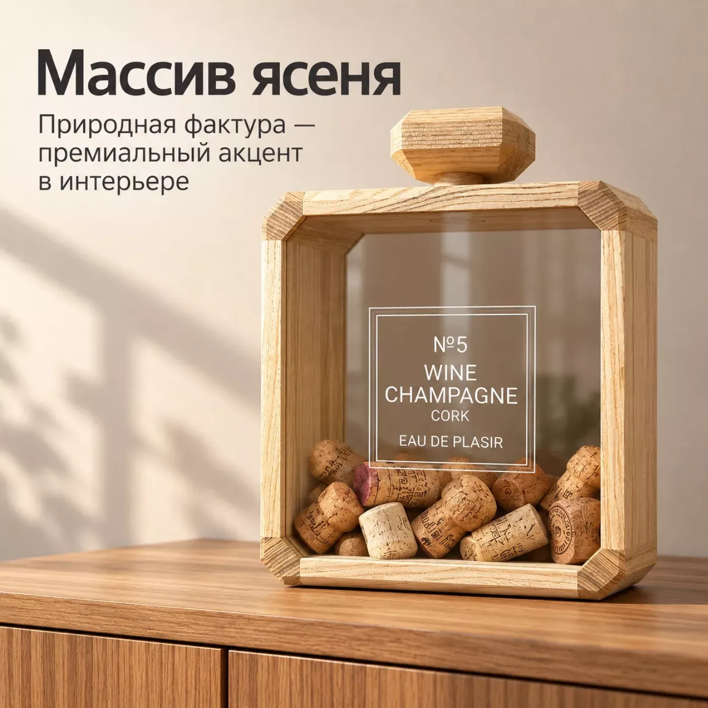 Копилка для пробок Chanel из натурального дерева