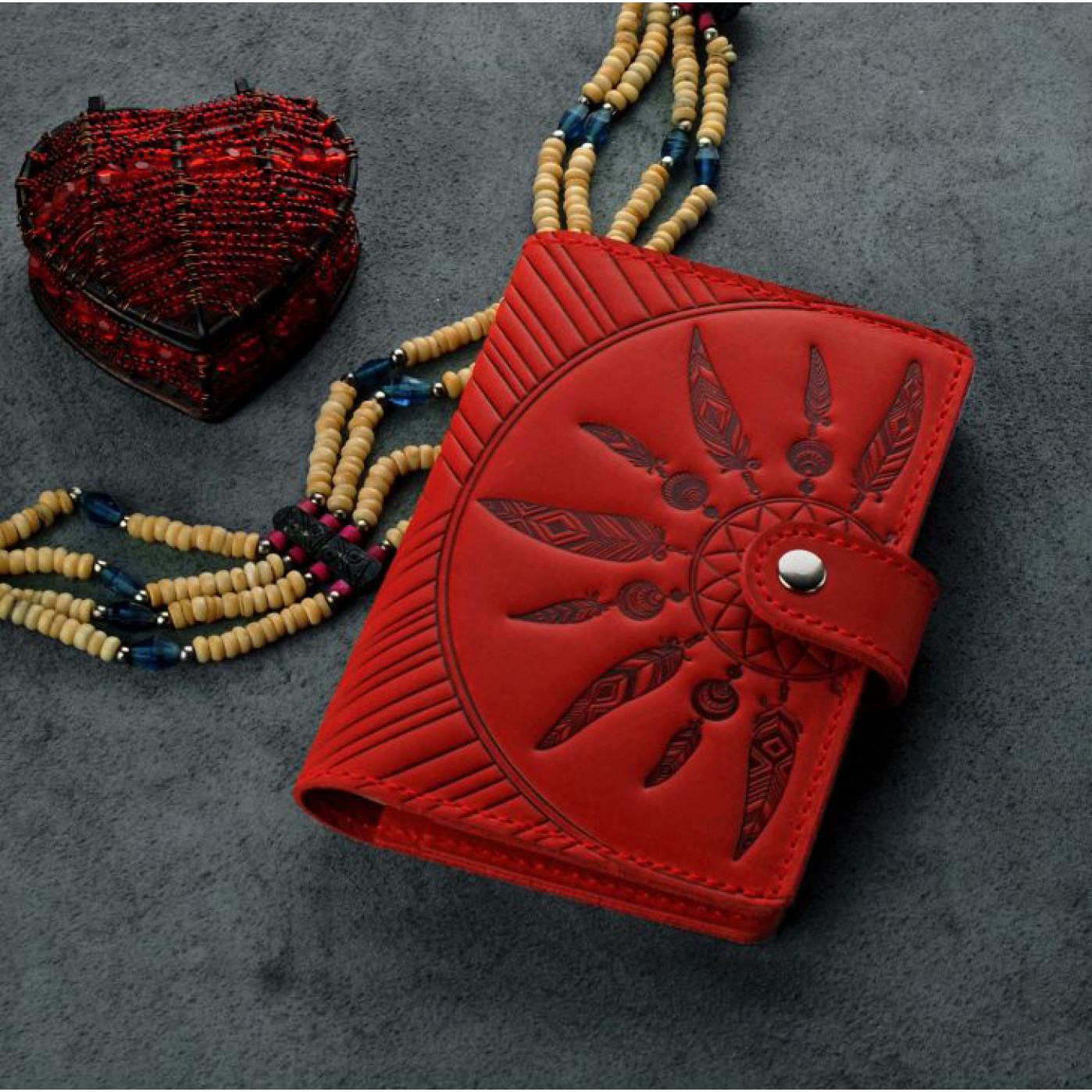 Обложка на паспорт 3.0 Ловец снов Коралл