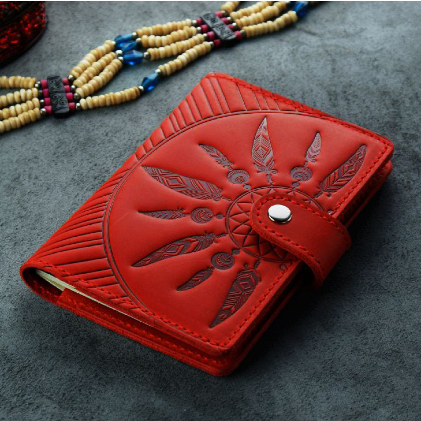 Обложка на паспорт 3.0 Ловец снов Коралл