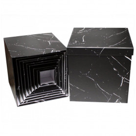 Подарочная коробка куб Черный Мрамор