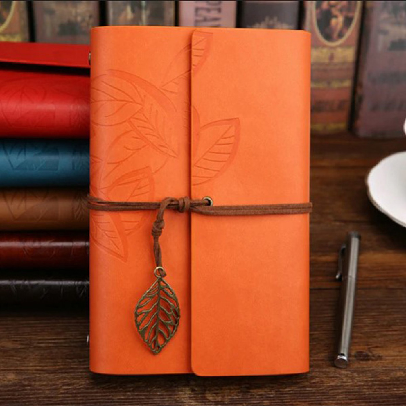 Блокнот Листья средний оранжевый