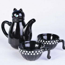 Заварник с двумя чашками Кошка (разные цвета)-2