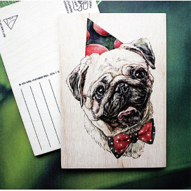 Открытка Счастливый мопс