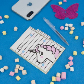 Мини-блокнот с ручкой Единорожка белый-2