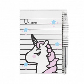 Мини-блокнот с ручкой Единорожка белый