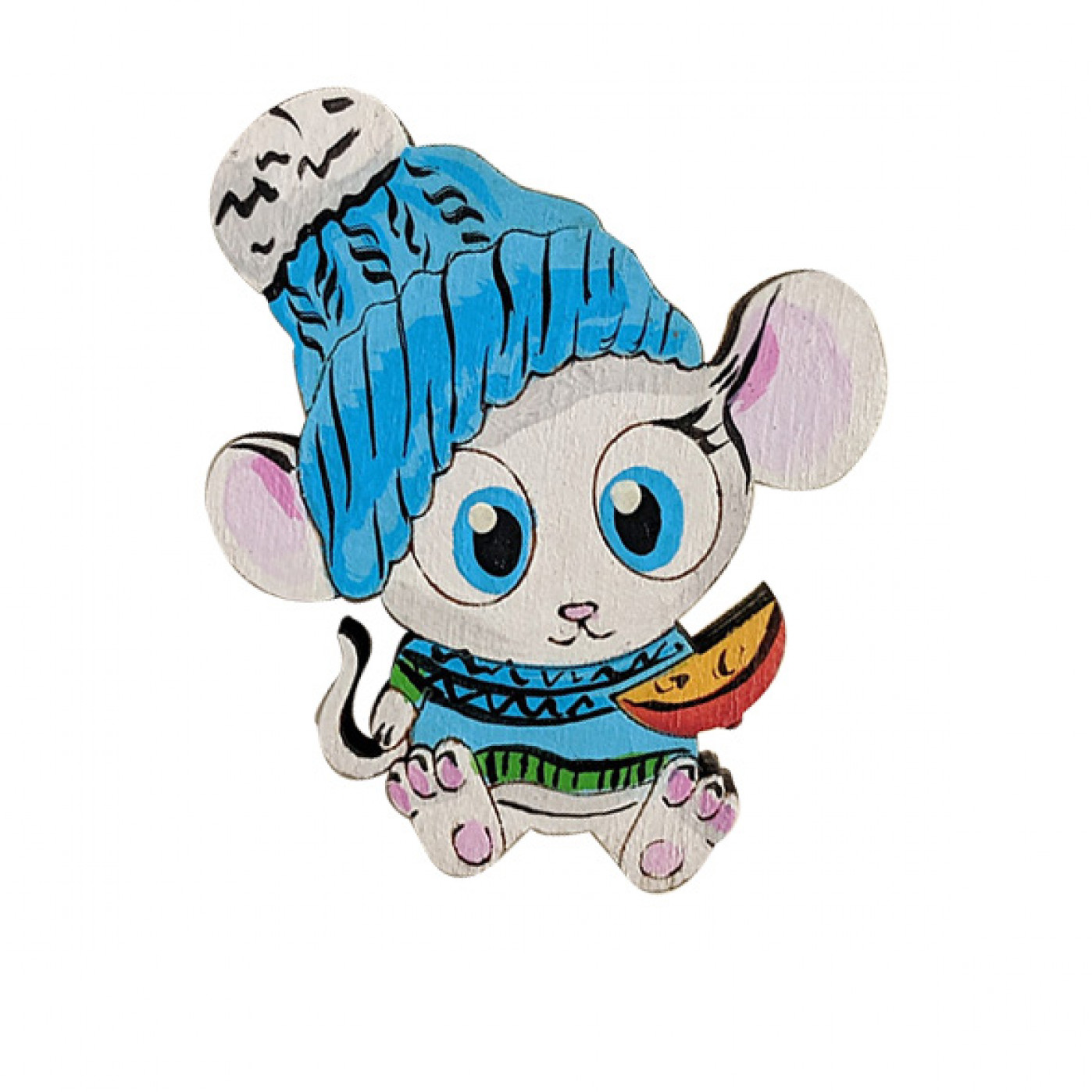 Значок ручной работы Мышь зимняя