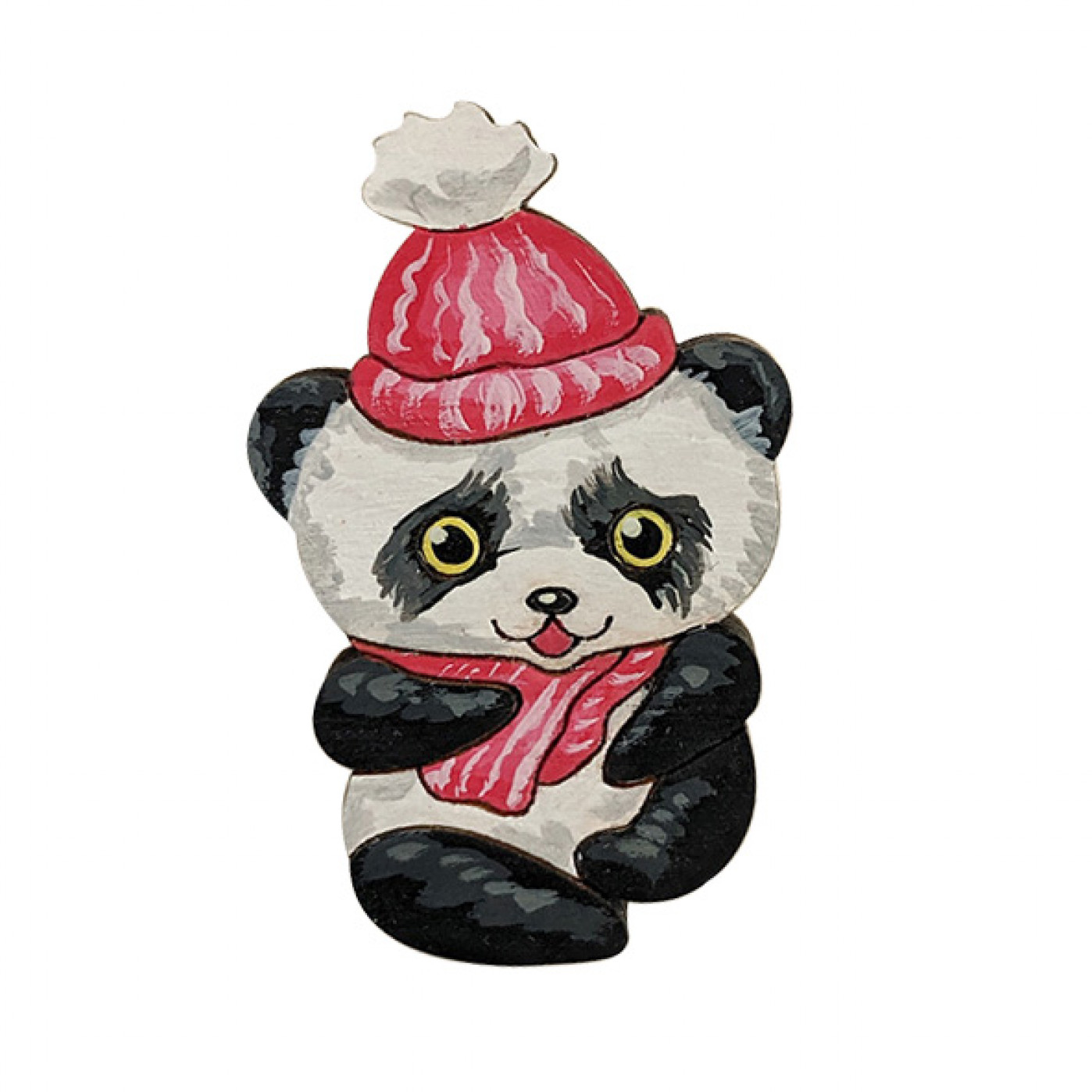 Значок ручной работы Панда в шарфе