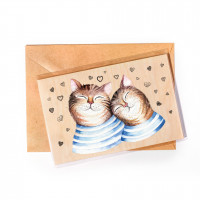 Деревянная открытка Котики
