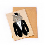 Деревянная открытка Кот в шляпе