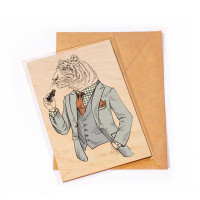 Деревянная открытка Тигр