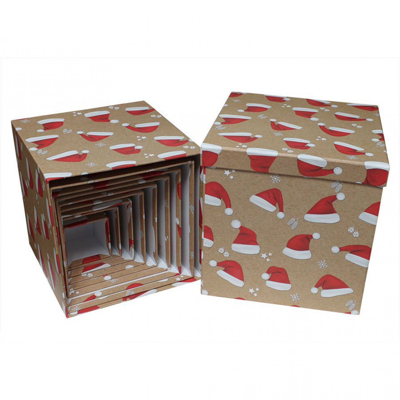 Подарочная коробка куб Новогодний колпак