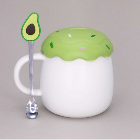 Кружка с крышкой и ложкой Авокадо-2