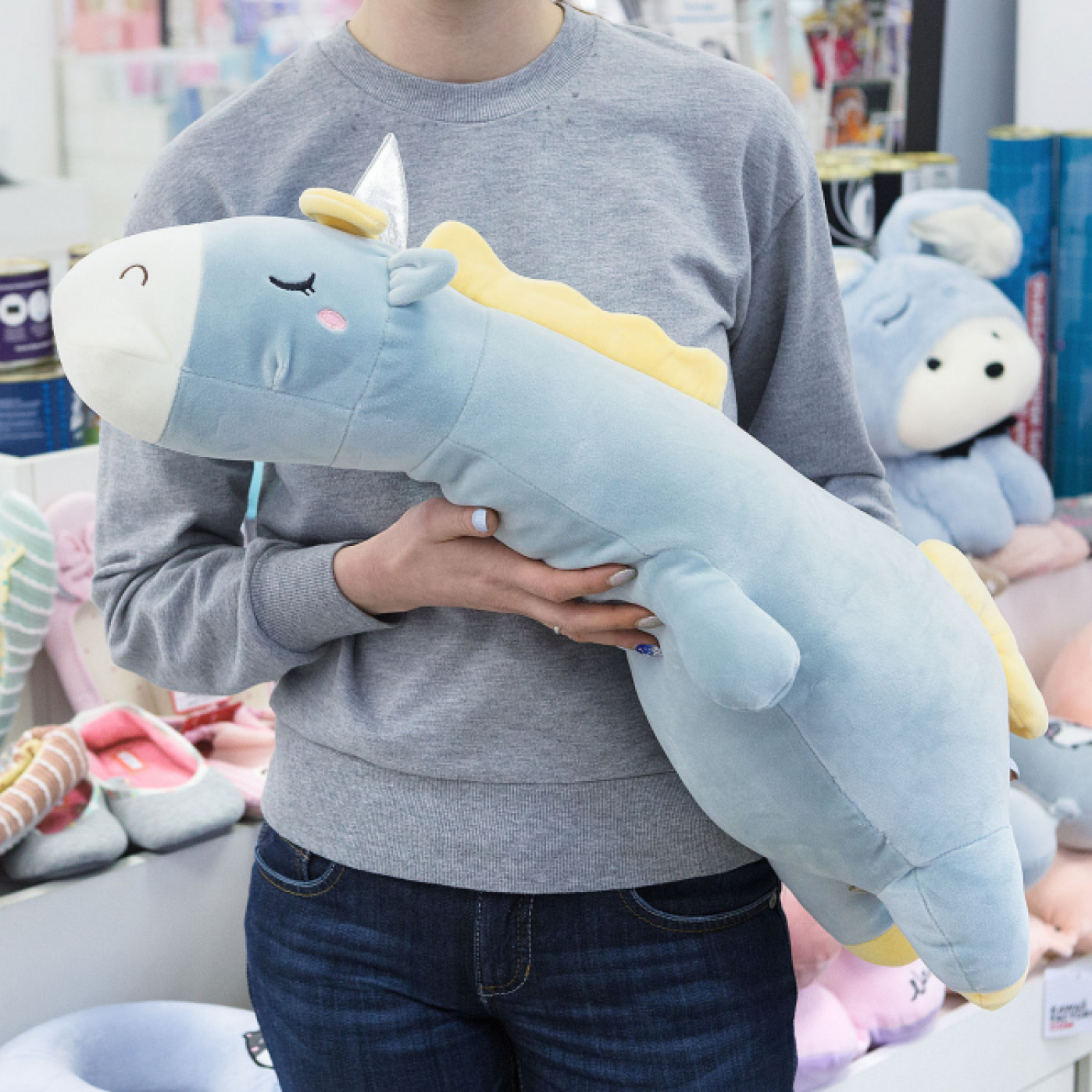 Игрушка-подушка Long Unicorn голубой