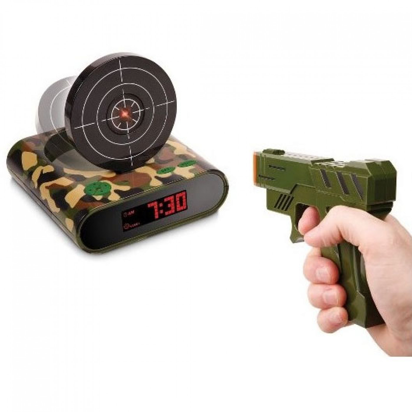 Target load. Часы-будильник с мишенью и лазерным пистолетом снайпер Gun Alarm Clock.