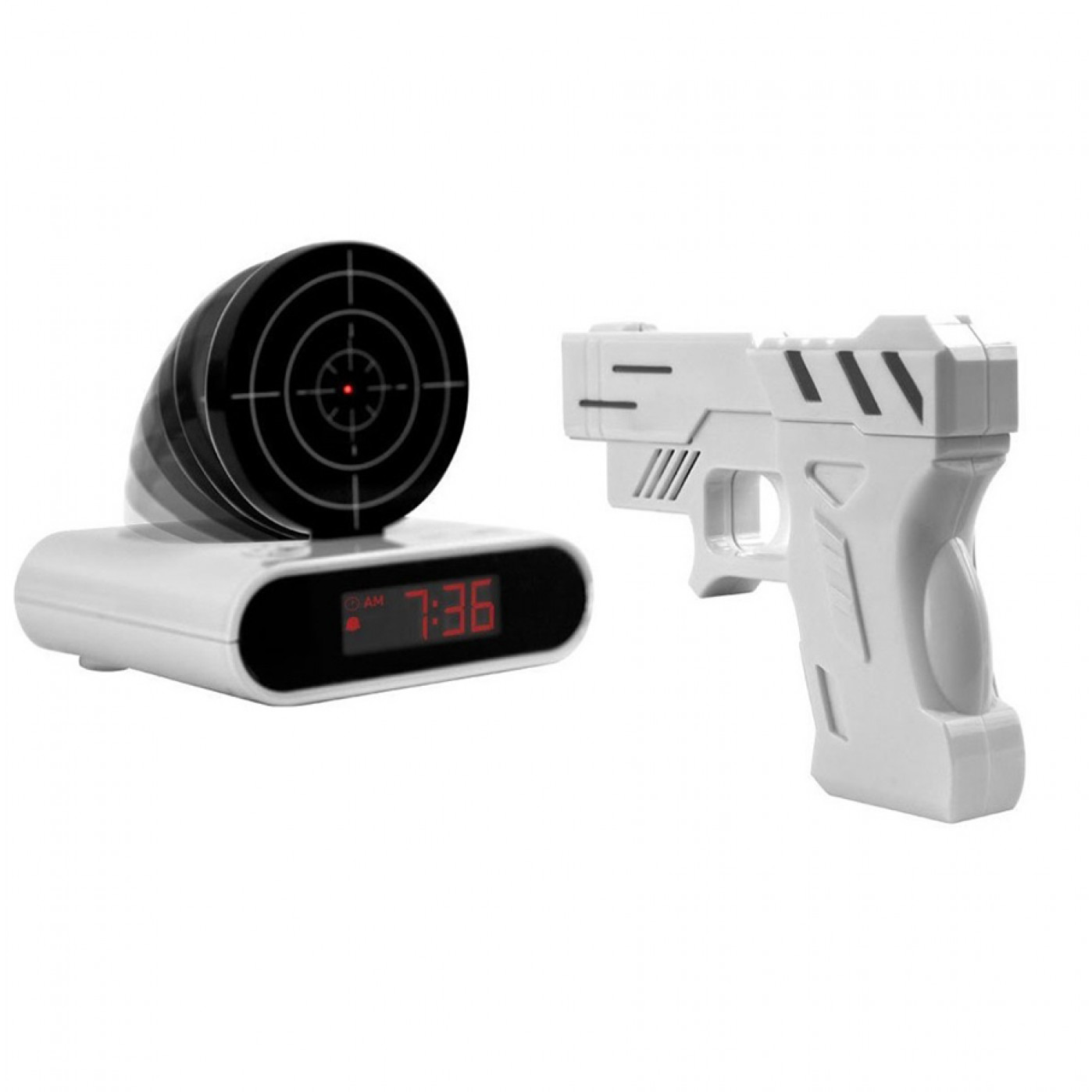 Будильник с пистолетом Белый
