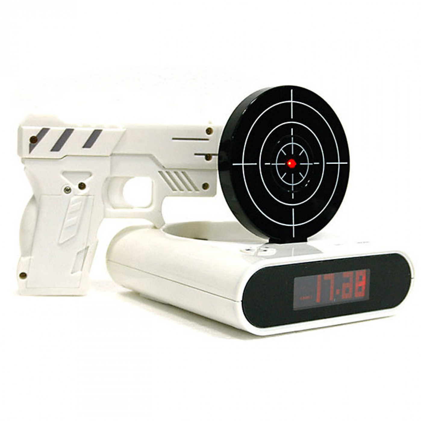 Будильник с пистолетом Белый