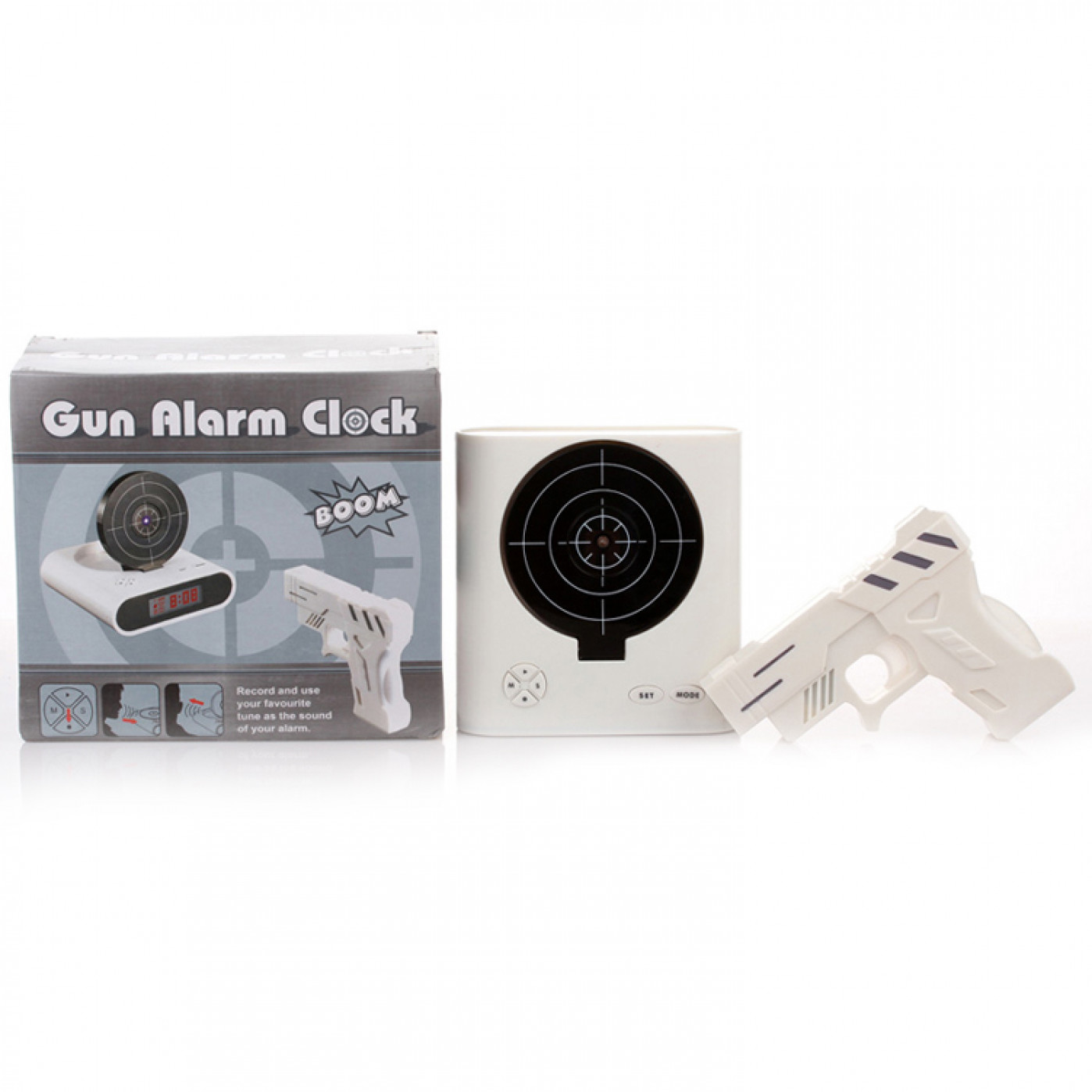 Будильник с пистолетом Белый