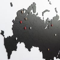 Реалистичный пазл карта России Wall Decoration с городами черный-2
