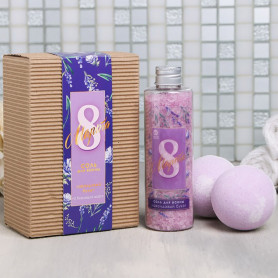 Подарочный набор 8 марта Лаванда Соль и бомбочка для ванной