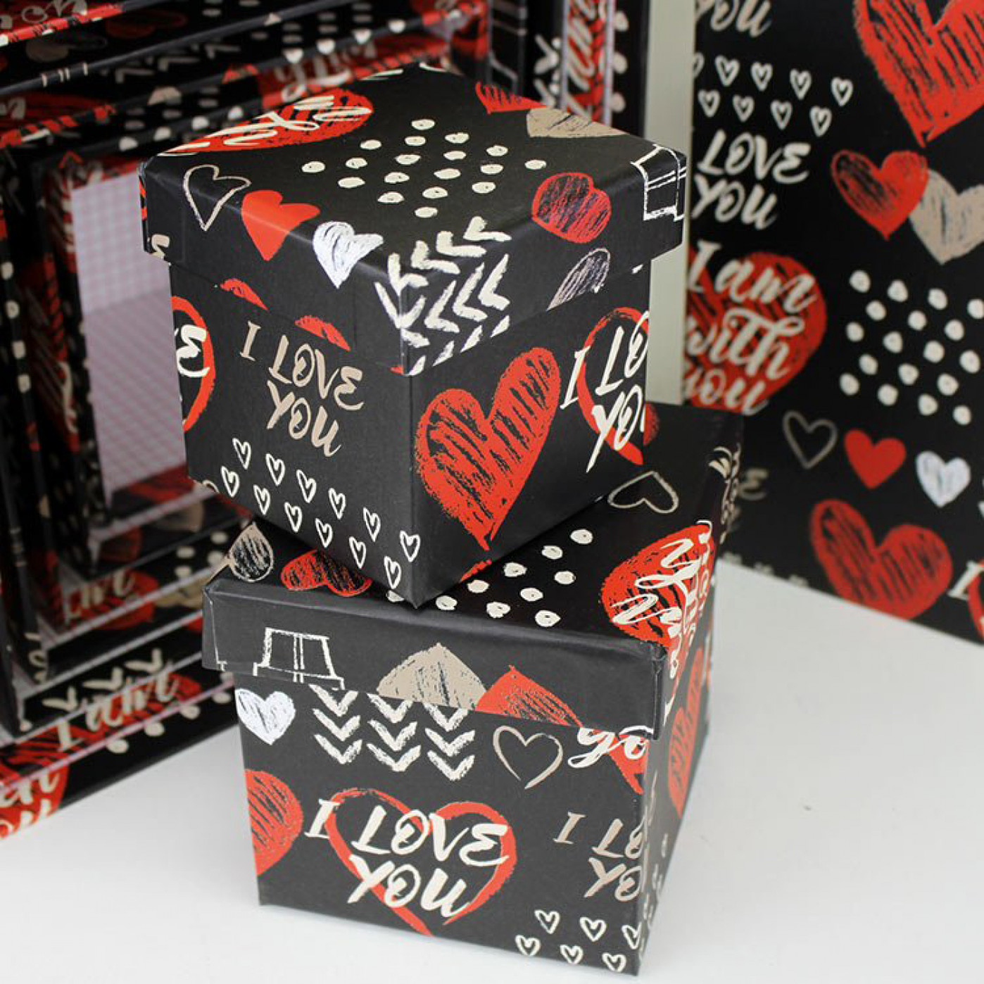 Подарочная коробка Куб Сердца