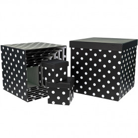 Подарочная коробка Куб Горох черный