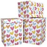 Подарочная коробка Сердца меловые куб