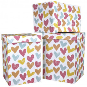 Подарочная коробка Сердца меловые куб