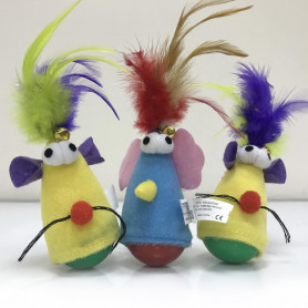 Игрушка для кошек Неваляшка с перьями Tumbling Mouse 2 цвета-2 Игрушка для кошек Неваляшка с перьями Tumbling Mouse 2 цвета-2