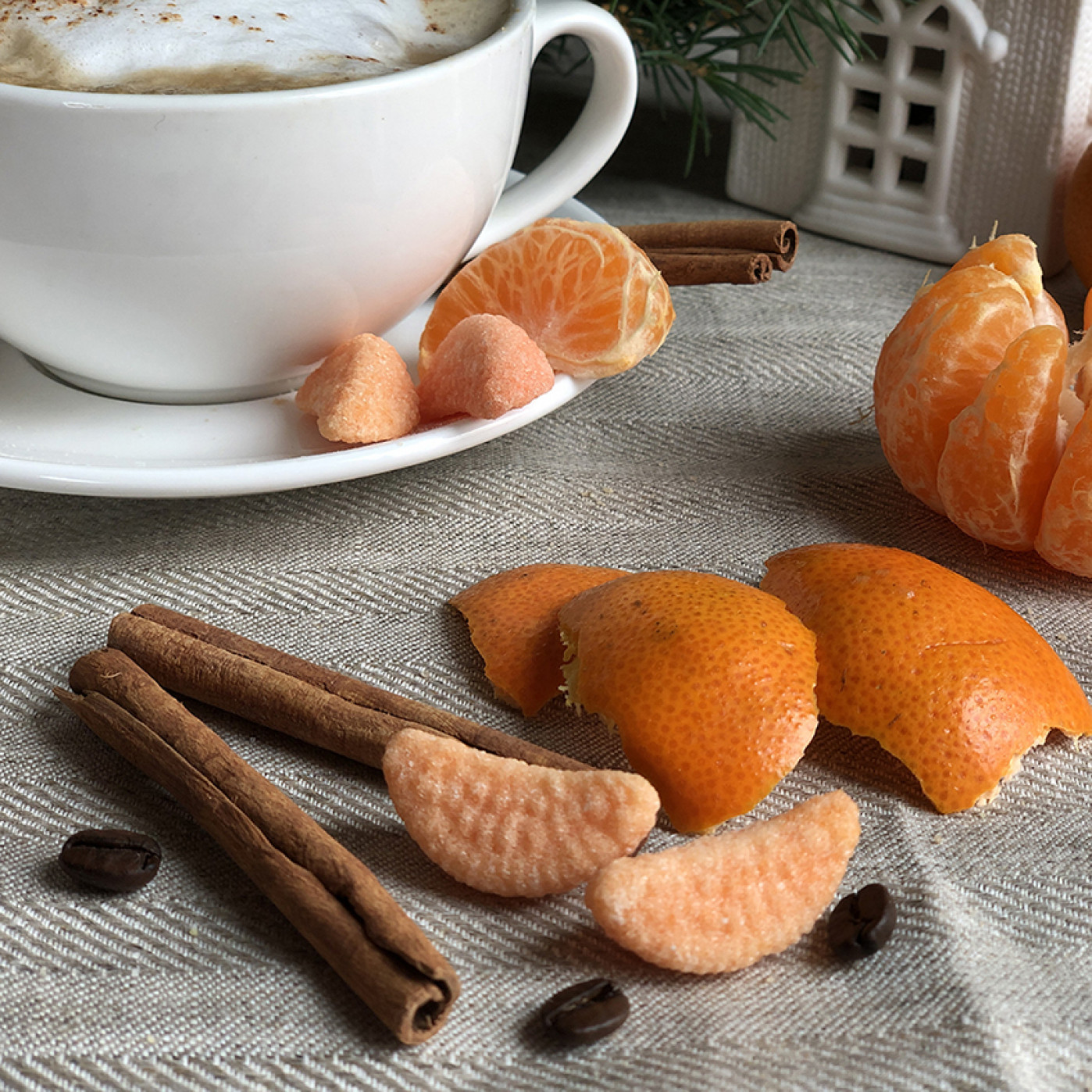 Фигурный сахар ручной работы со вкусом мандарина Сладкого нового года