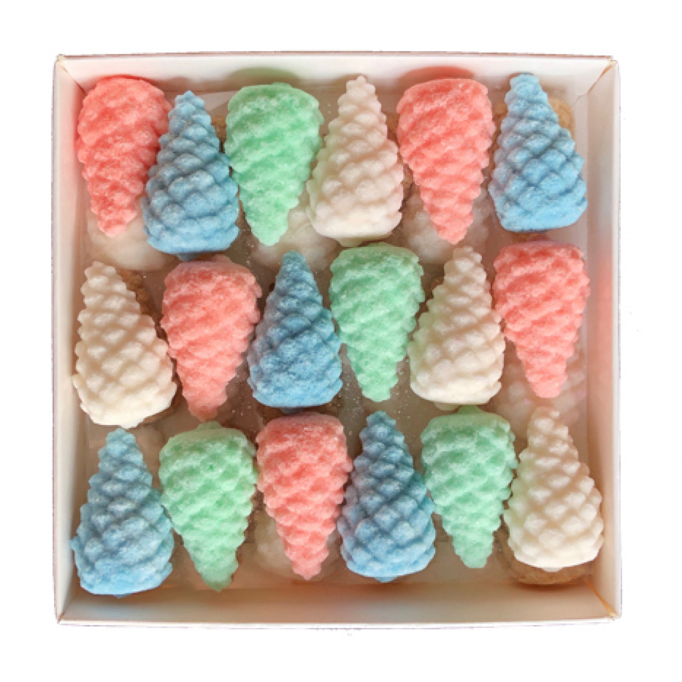 Цветной фигурный сахар ручной работы Яркого нового года Шишки