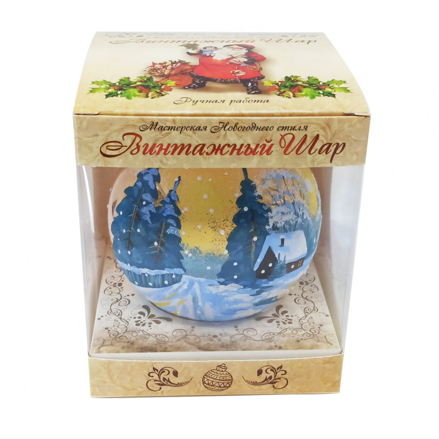 Елочная игрушка Снегири с рябиной ручная работа 10 см