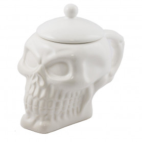 Кружка с крышкой Череп белый