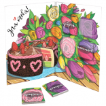 Шоколадная открытка С 8 марта Цветы и торт