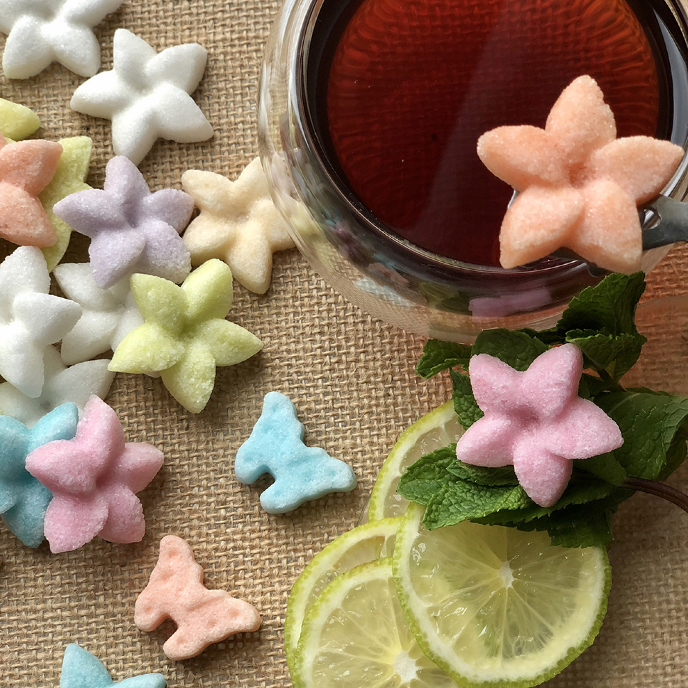 Цветной фигурный сахар ручной работы 8 марта Цветочки