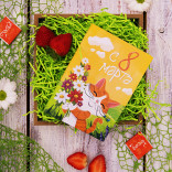 Шоколадная открытка С 8 марта Котик с цветами