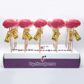 Леденец на палочке со вкусом брусники и мяты Мозги WARNING Zombie Outbreak-2