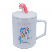 Кружка с крышкой и ложкой Color Unicorn prancing