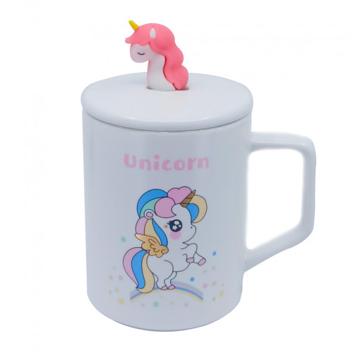 

Кружка с крышкой и ложкой Color Unicorn prancing