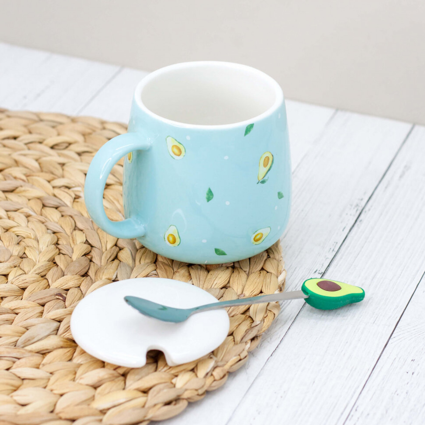 Кружка с крышкой и ложкой Fruit Avo