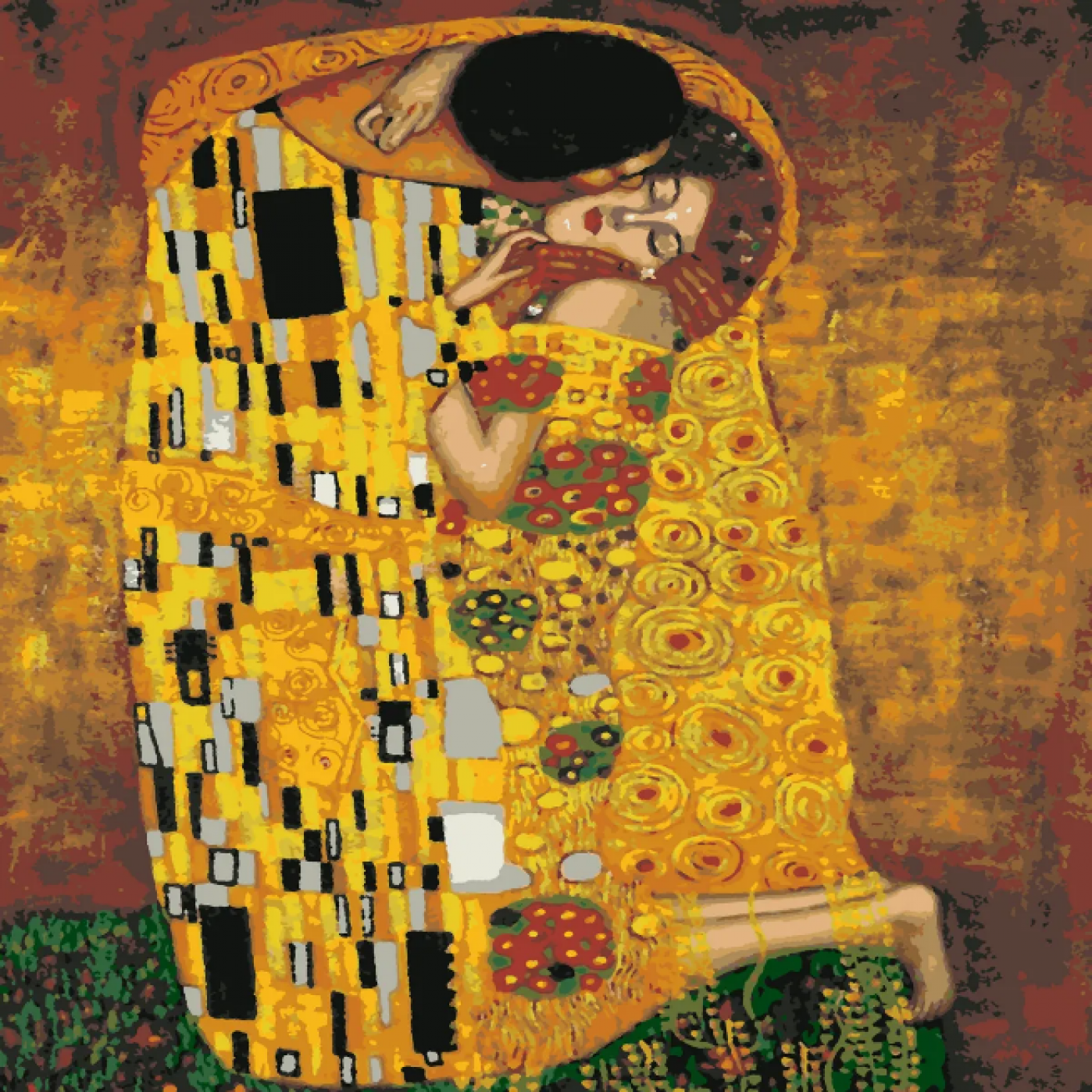 Золотой поцелуй худ. Густав Климт - Раскраска по цифрам