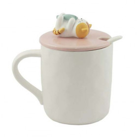 Кружка с крышкой и ложкой Котик с рыбкой-2