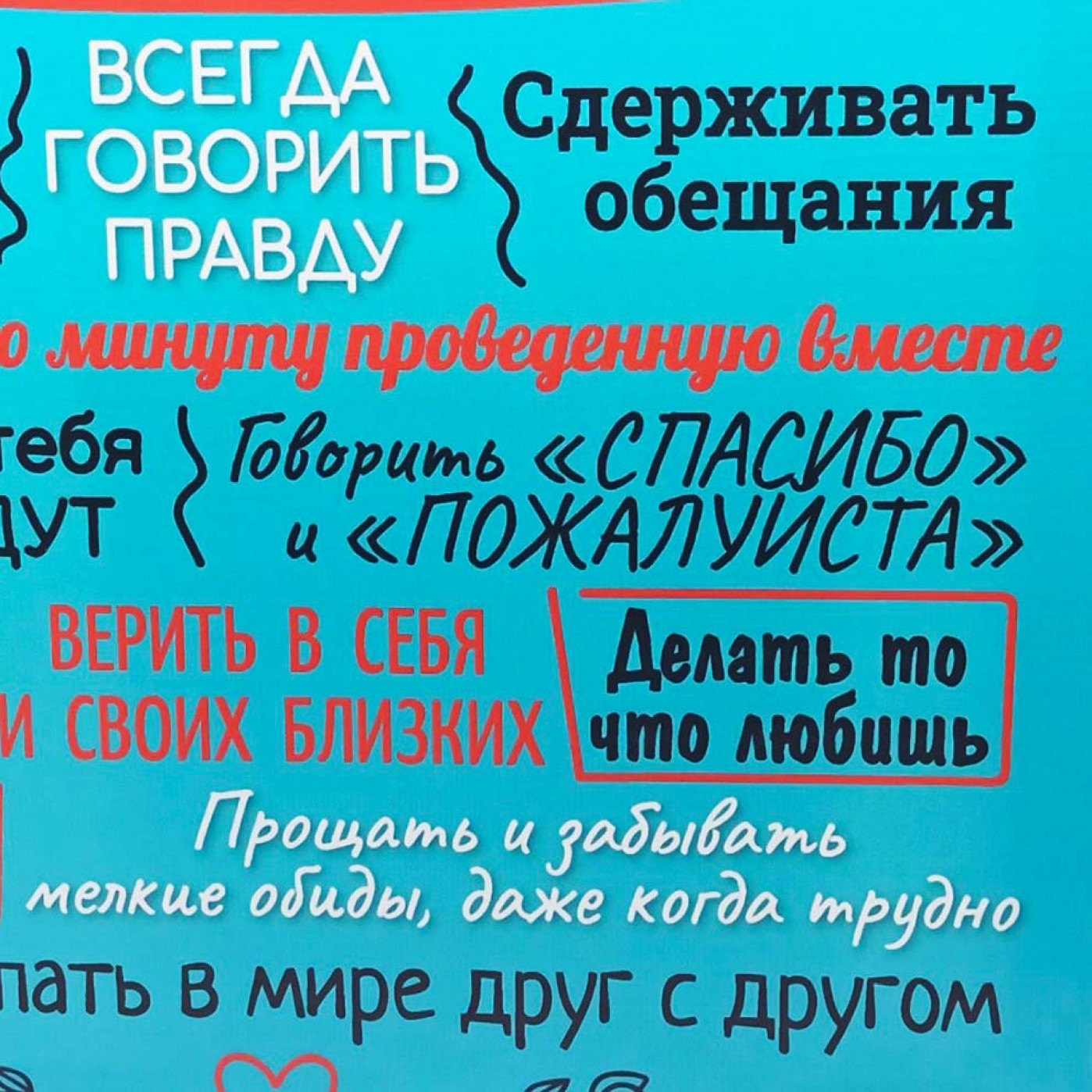 Настенное панно Правила семьи бирюзовый