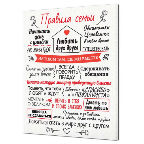 

Настенное панно Правила семьи белый