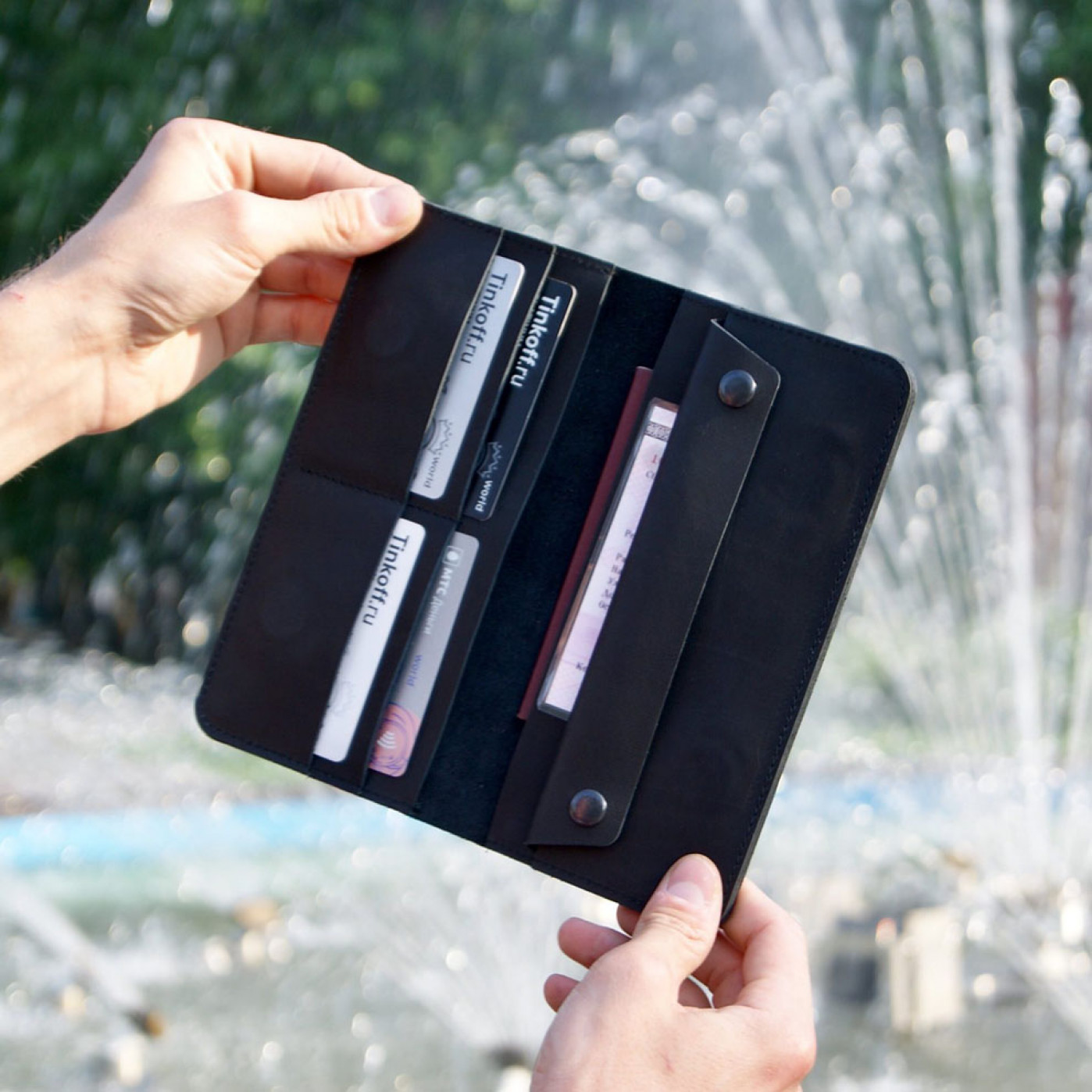 Портмоне Мануфактура Trip на магнитах натуральная кожа синий