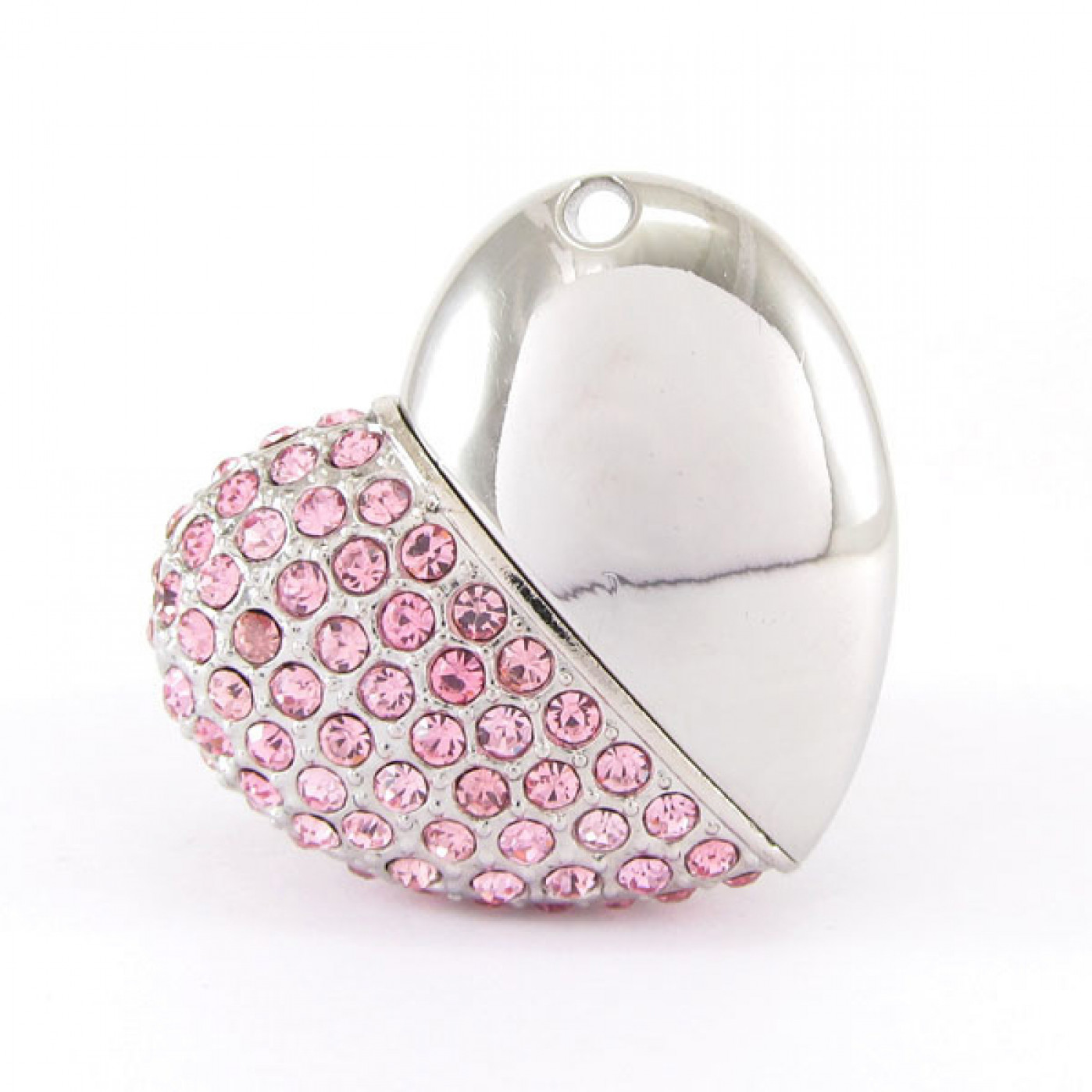 USB-Флешка Сердце с розовыми стразами 16 GB